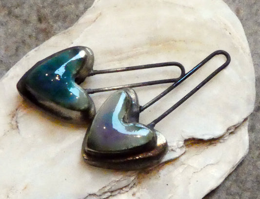 Ceramic Little Moulded Heart Dangles- Royal Amethyst