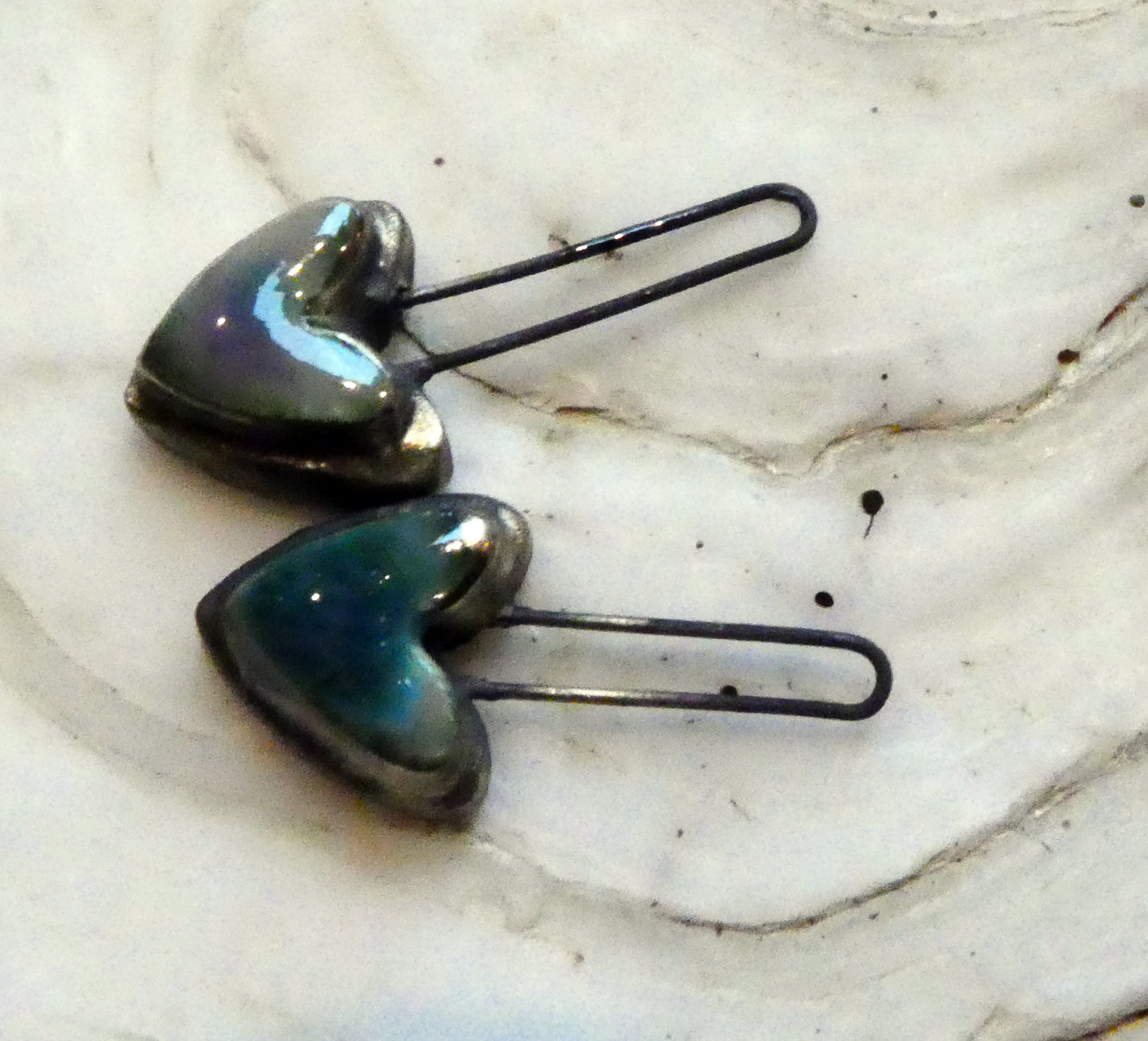 Ceramic Little Moulded Heart Dangles- Royal Amethyst