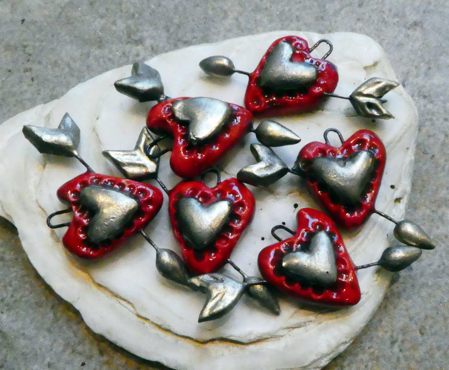 Ceramic Cupid Heart Mini Pendants