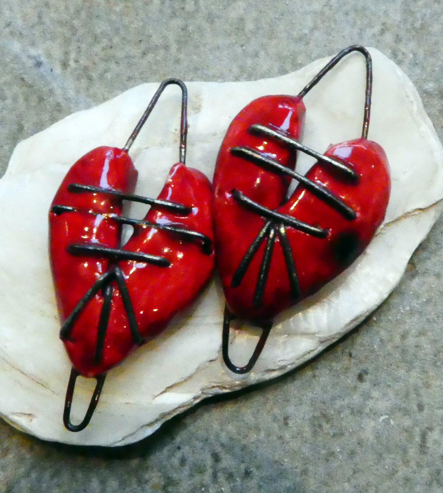 Ceramic Stapled Heart Connector Pendant