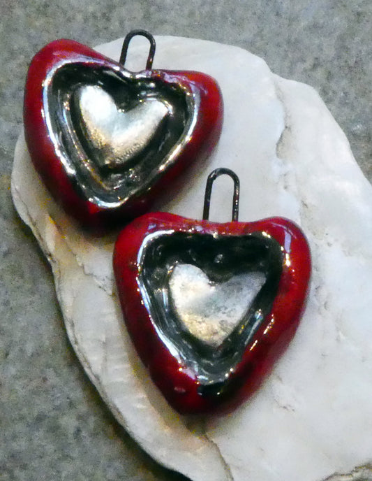 Ceramic Hollow Heart Earring Charms