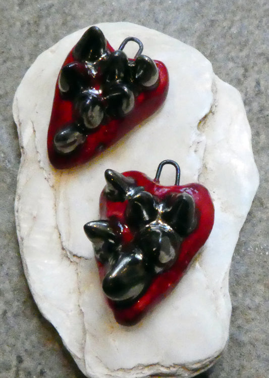 Ceramic Spiky Heart Earring Charms
