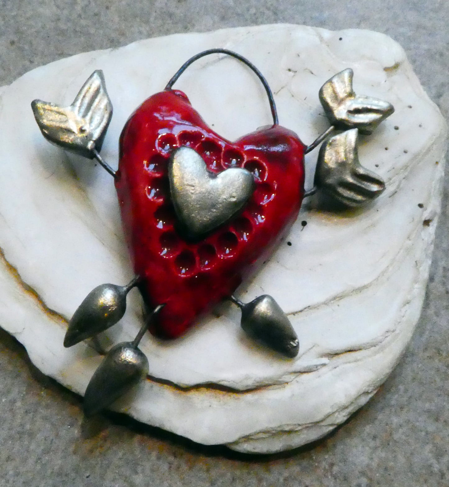 Ceramic Crazy Cupid Heart Pendant