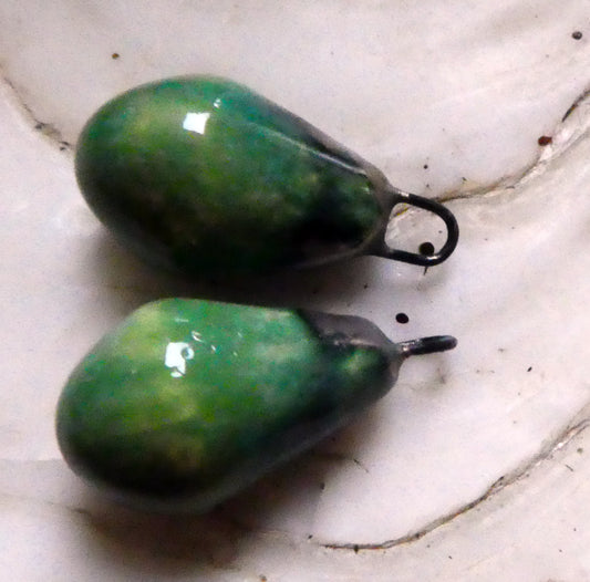 Ceramic Drops Earring Charms - Fern