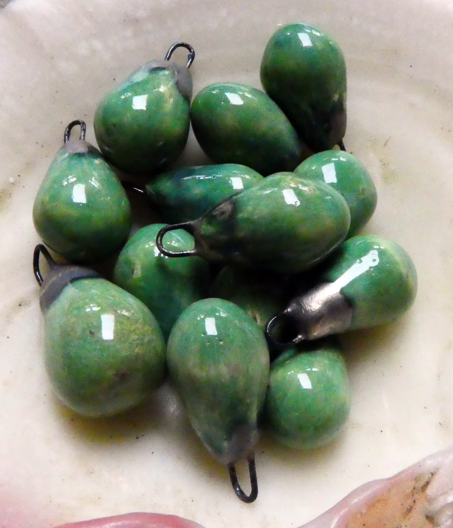 Ceramic Drops Earring Charms - Fern