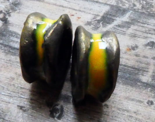 Ceramic Anticlastic Hoop Beads - Yellow