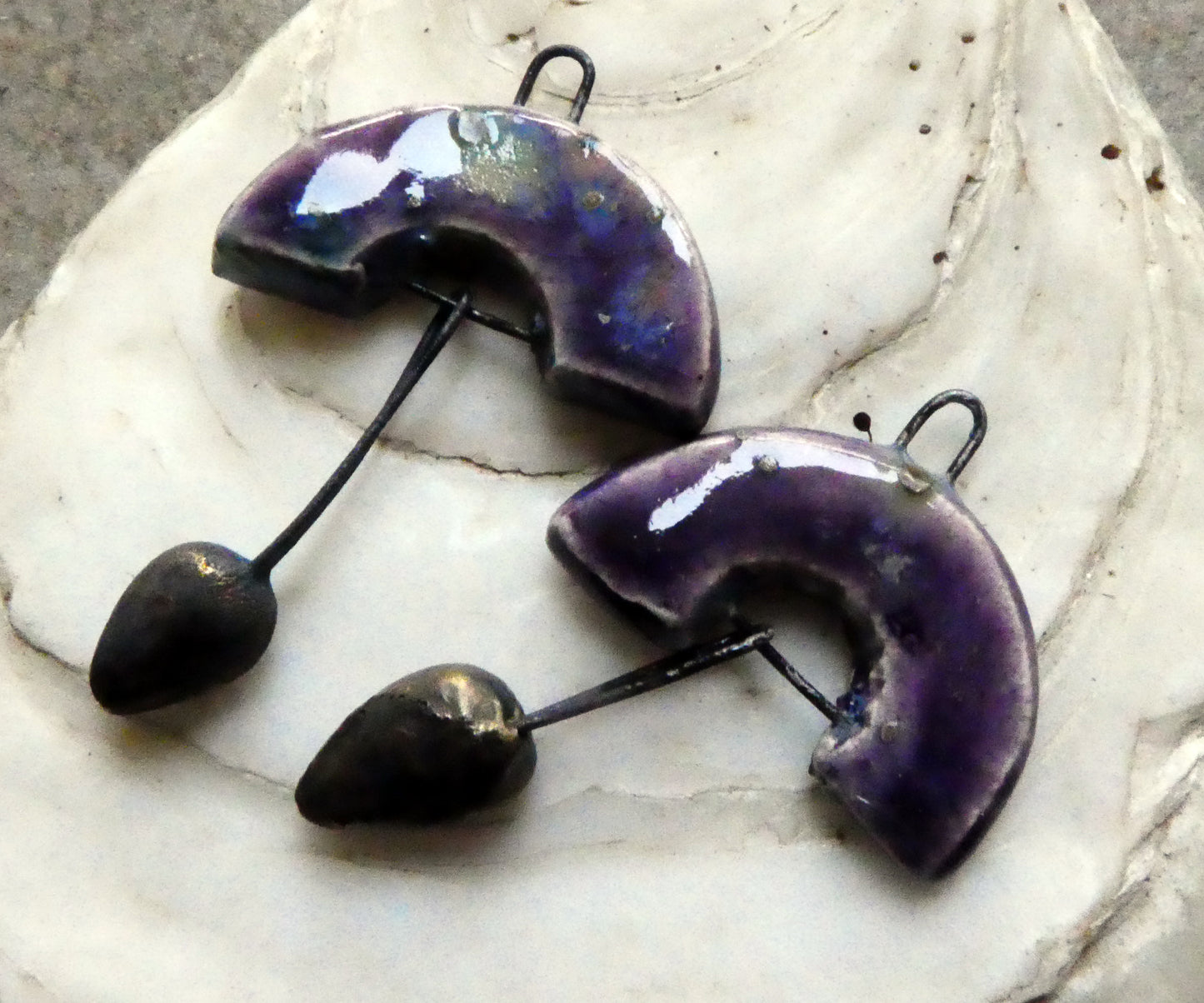 Ceramic Semi Circle Dangles - Cosmic Grape