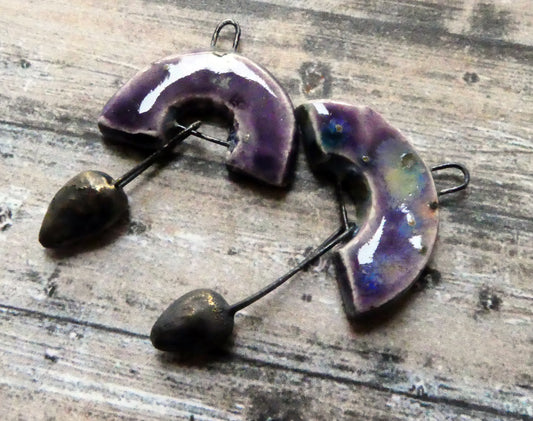 Ceramic Semi Circle Dangles - Cosmic Grape