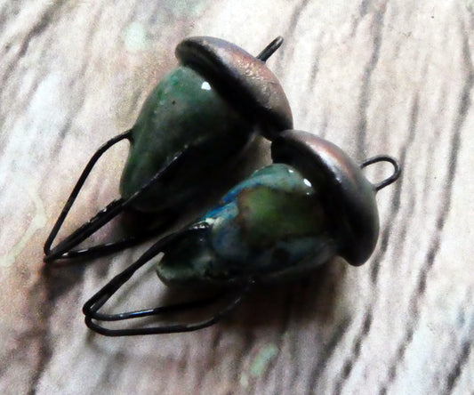 Ceramic Sea Creature Earring Connectors - Mystic Jade