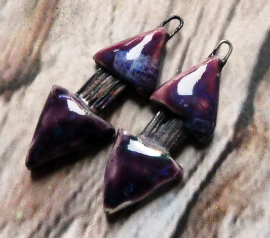 Ceramic Double Triangle Multi Strand Earring Charms - Plum Jelly and La Fiesta