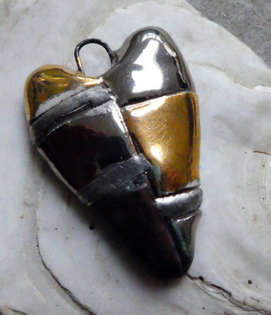 Ceramic Mixed Lustre Heart Pendant