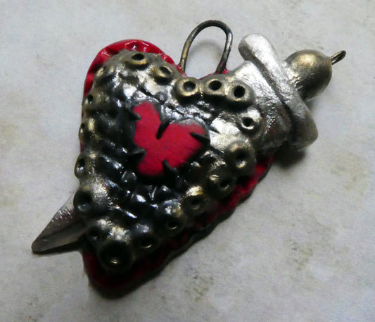 Ceramic Haitian Voodoo Heart Pendant
