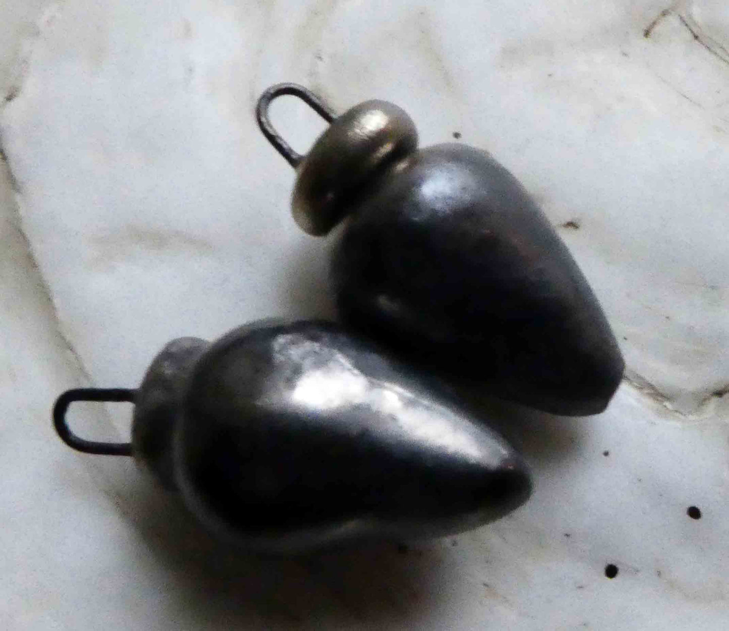 Ceramic Pointy Drop Charms - Pewter