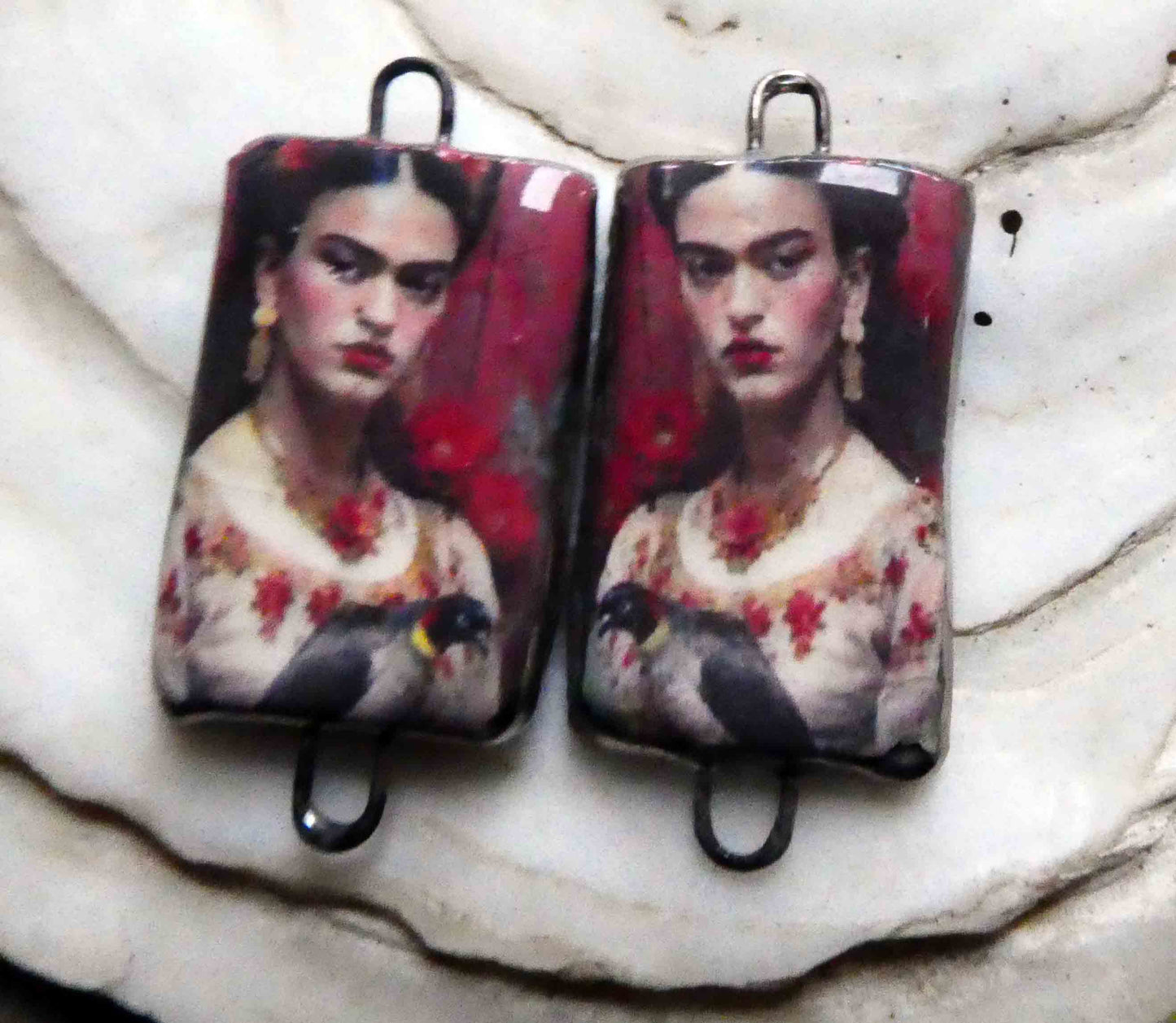 Ceramic Frida Inspired Earring Connectors - #4
