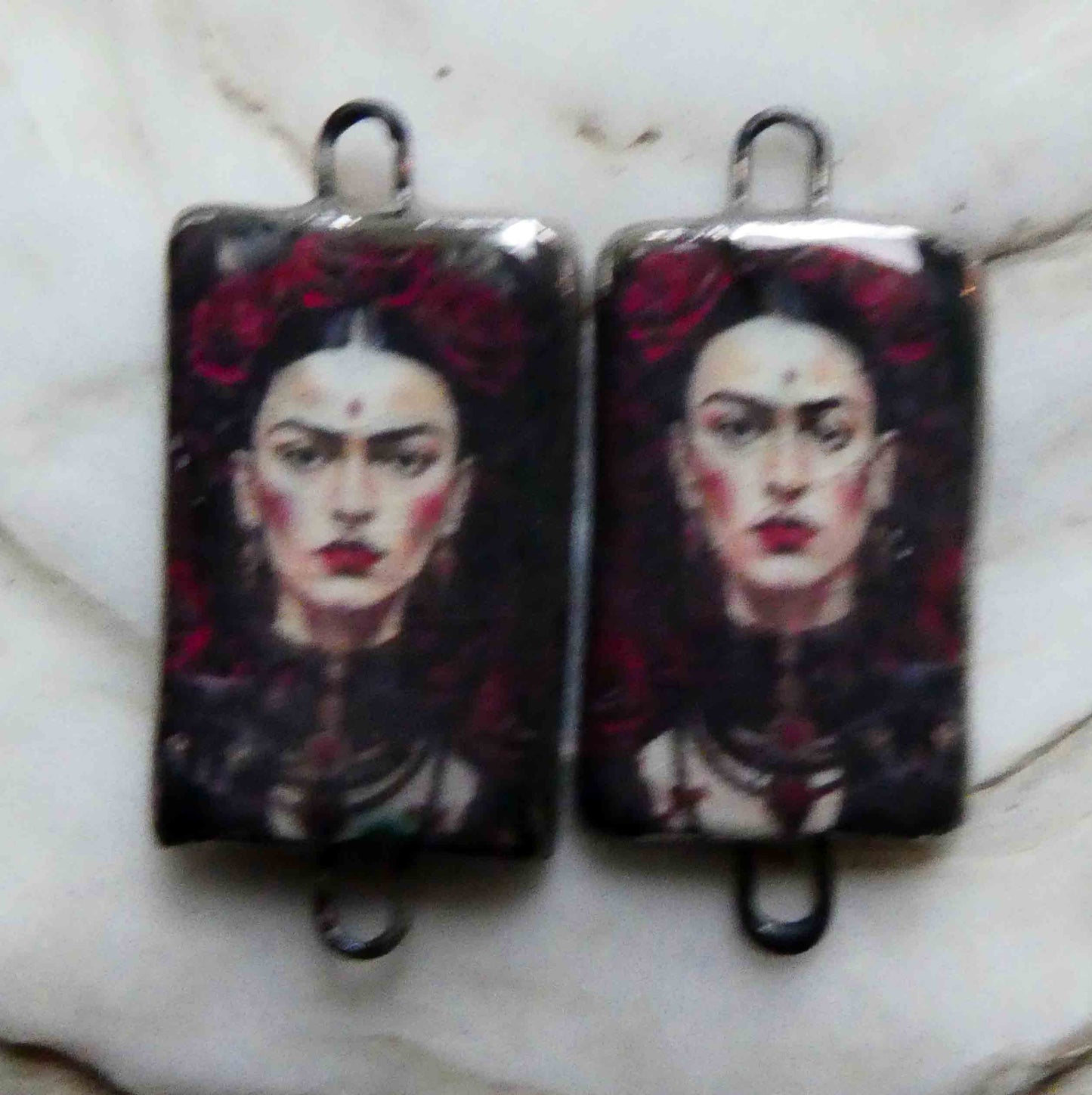 Ceramic Frida Inspired Earring Connectors - #10