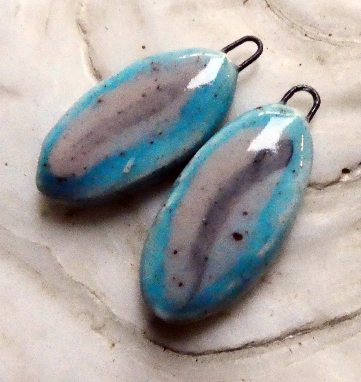 Ceramic Mixed Glaze Oval Charms #1