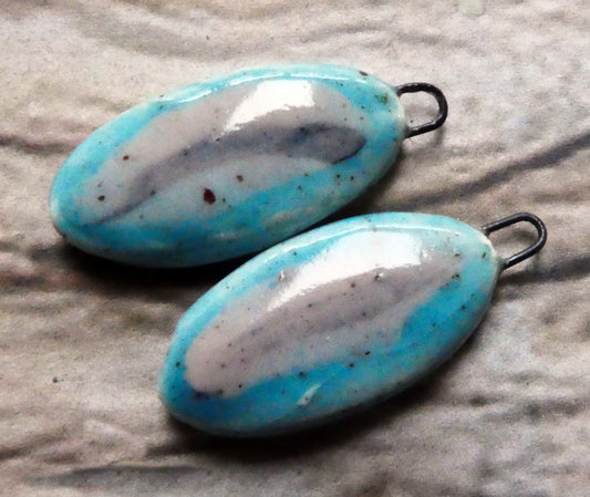 Ceramic Mixed Glaze Oval Charms #1