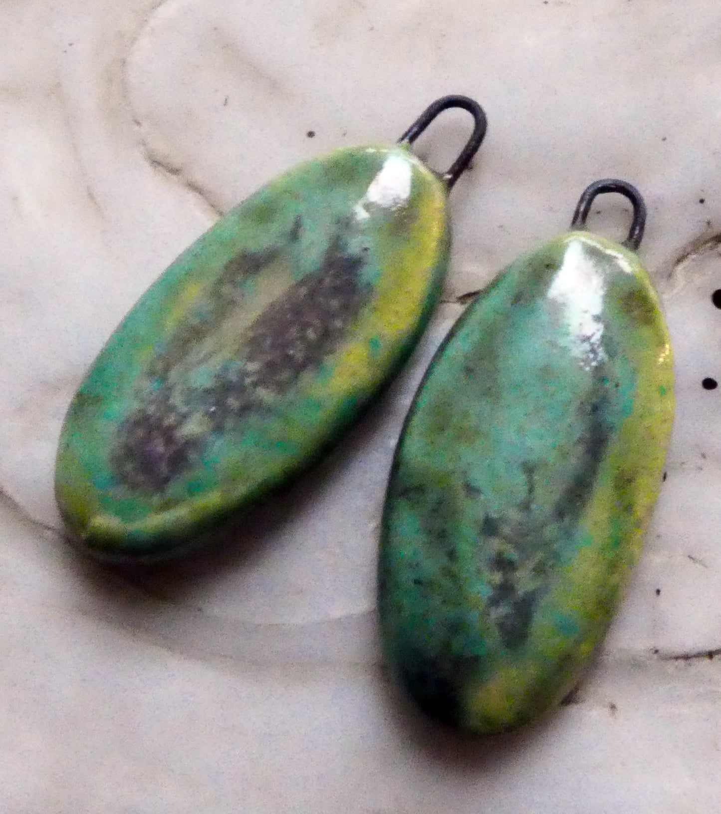 Ceramic Mixed Glaze Oval Charms #4