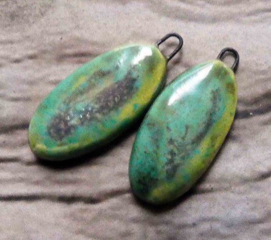 Ceramic Mixed Glaze Oval Charms #4