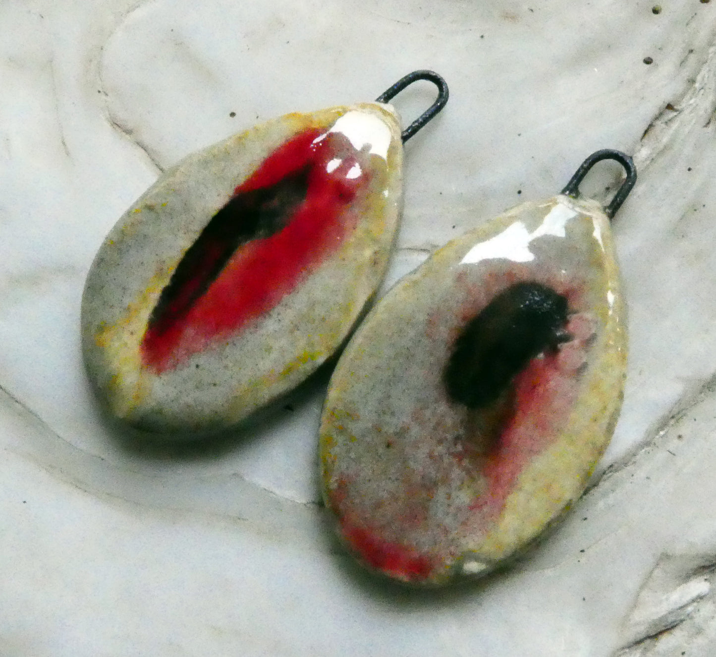 Ceramic Mixed Glaze Teardrop Charms #1