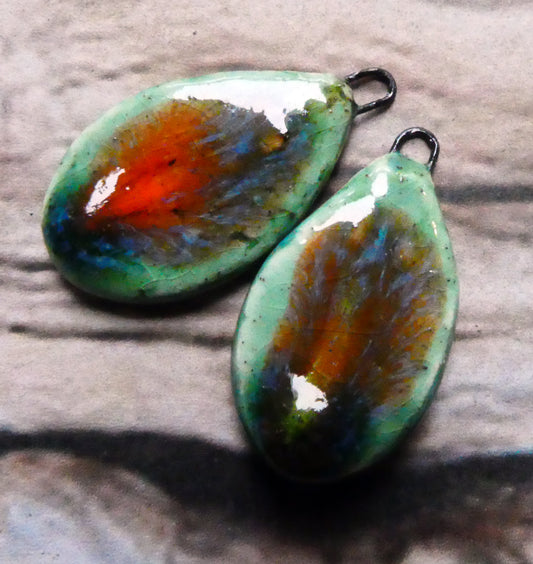 Ceramic Mixed Glaze Teardrop Charms #5