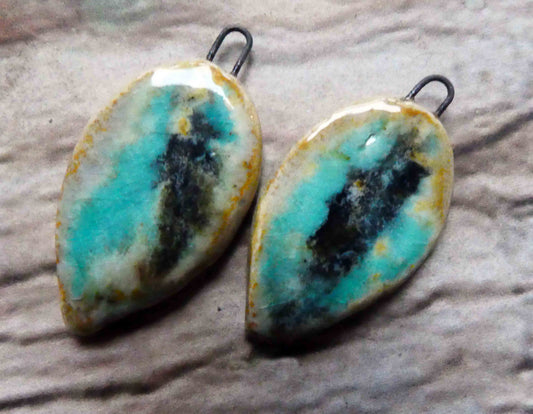 Ceramic Mixed Glaze Leaf Charms #4