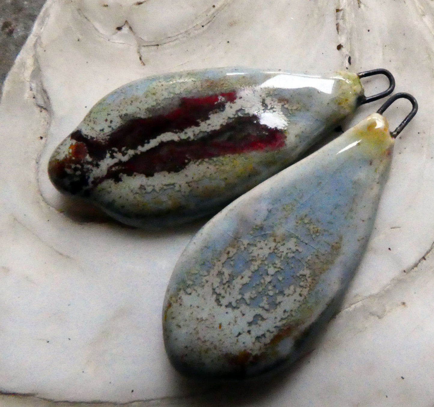 Ceramic Mixed Glaze Long Teardrop Charms #5