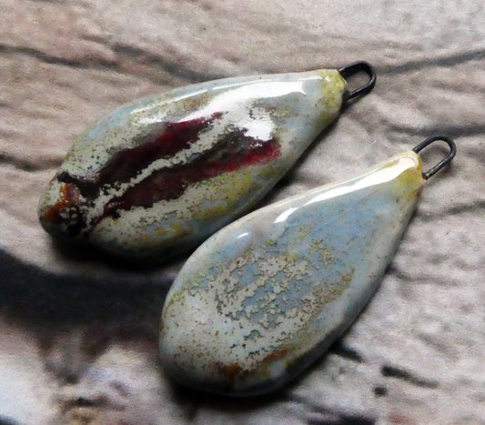 Ceramic Mixed Glaze Long Teardrop Charms #5