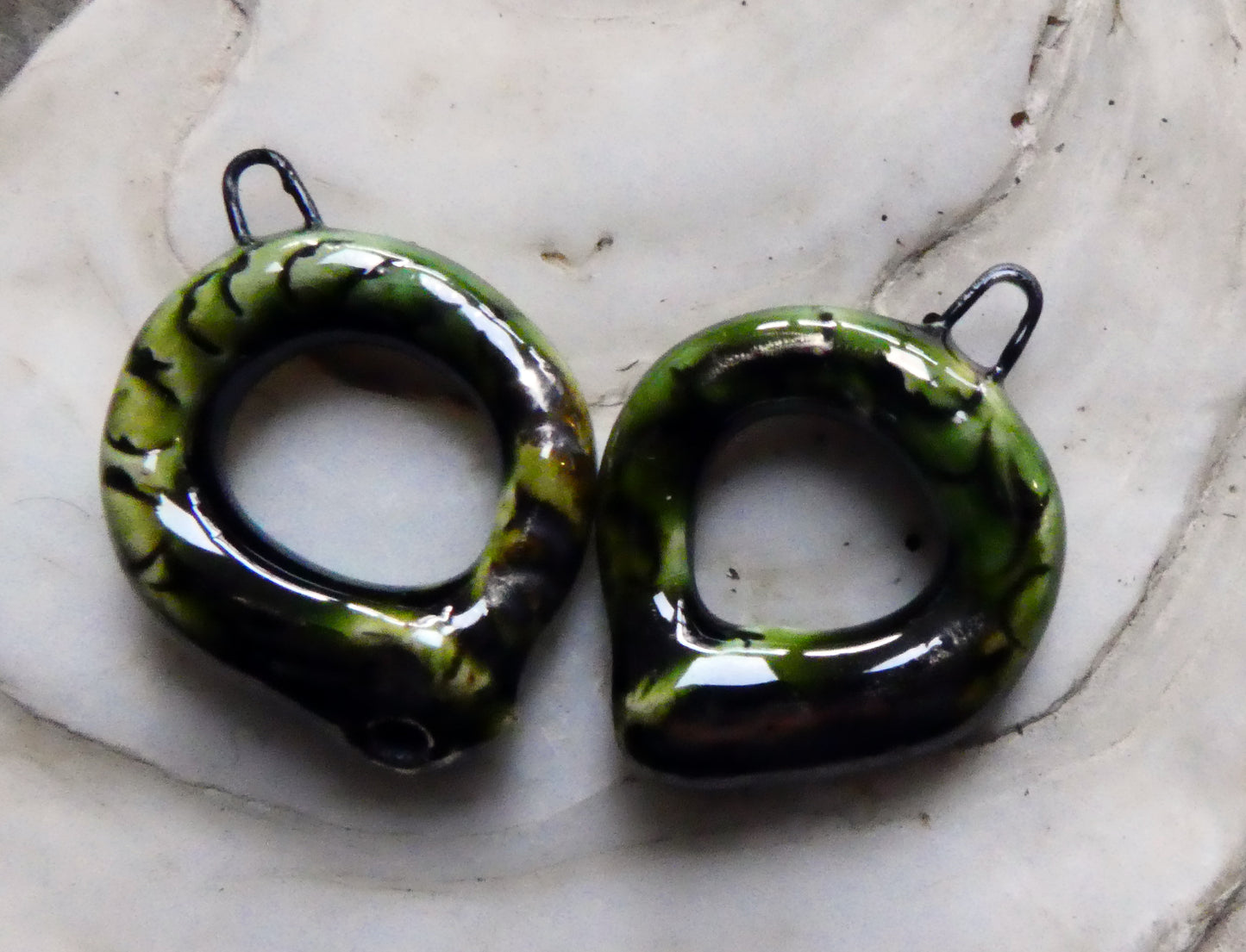 Ceramic Tail-Eating Snake Charms - Algae Bloom