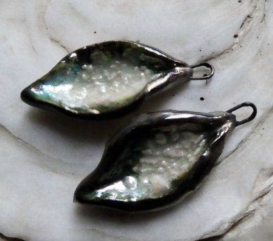 Ceramic Lustrous Scoop Charms -Diamond Crackle