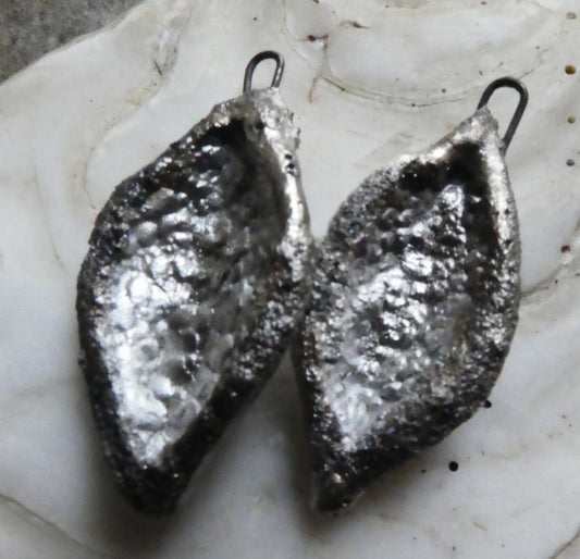 Ceramic Silvery Spangly Scoop Charms #2