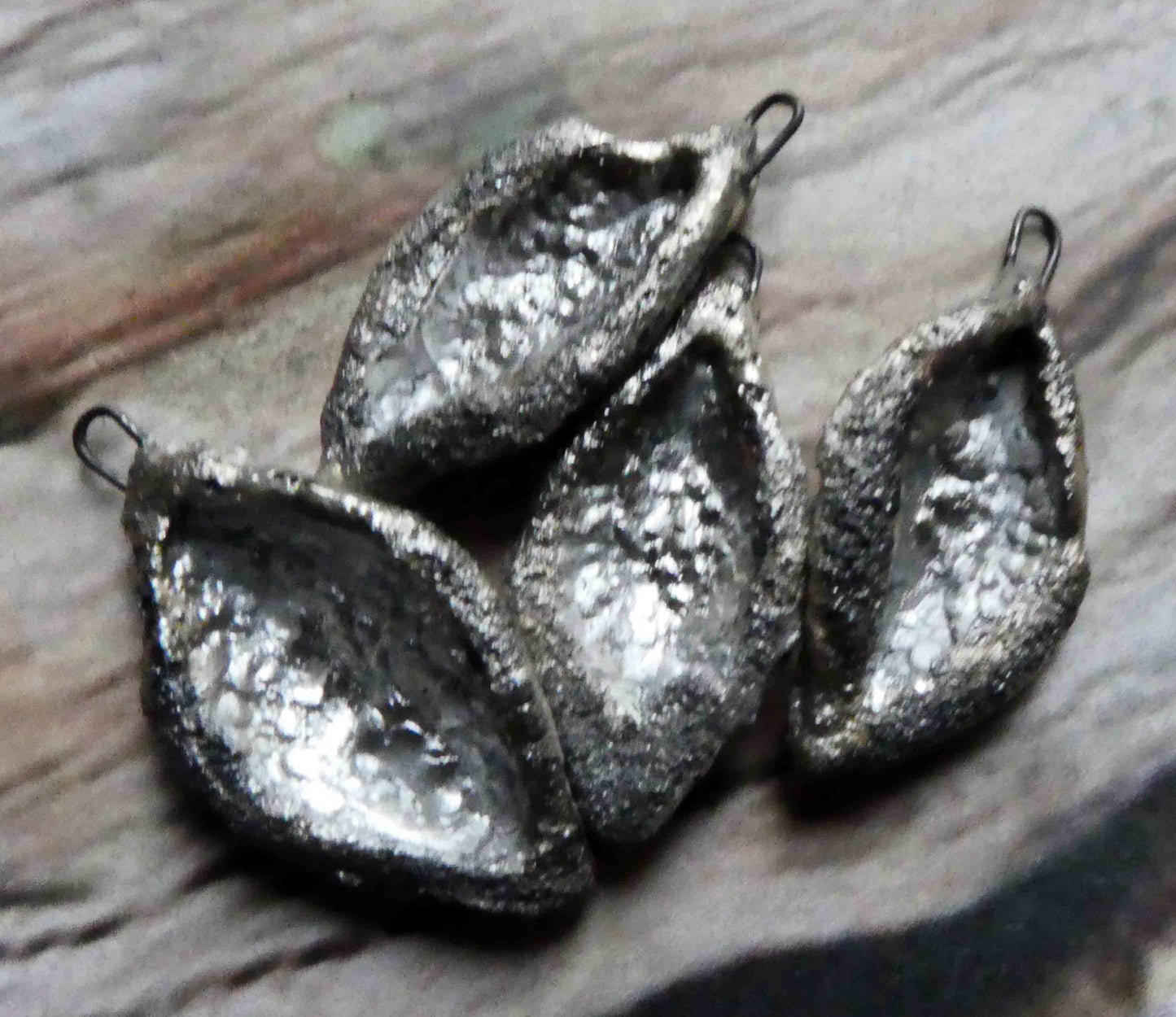 Ceramic Silvery Spangly Scoop Charms #2