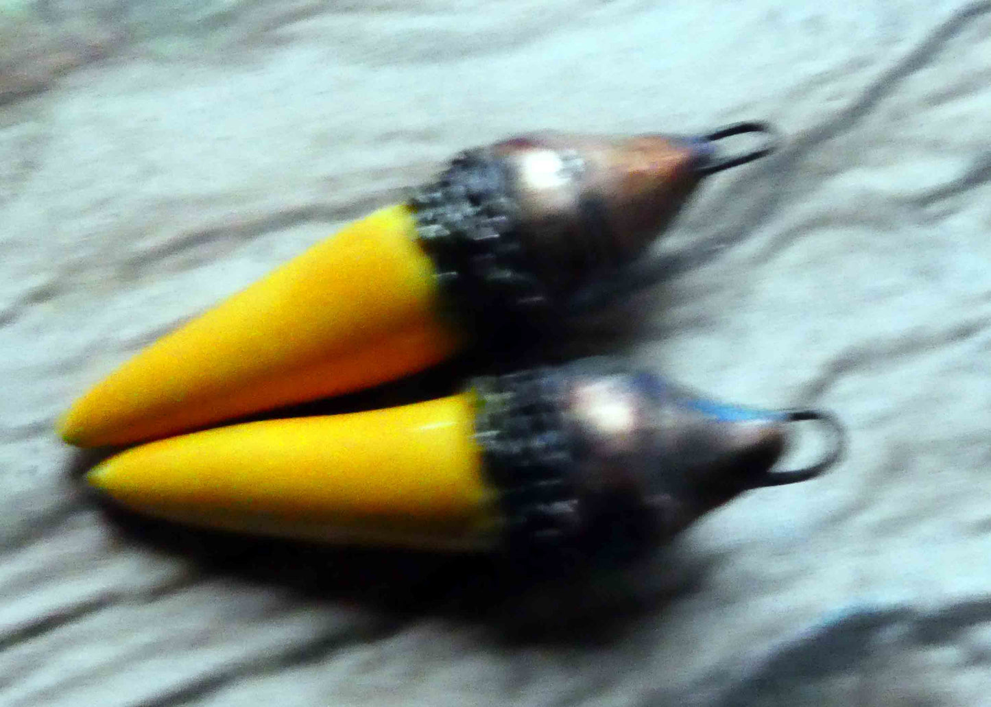 Ceramic Chain Wrapped Spike Charms - Yellow