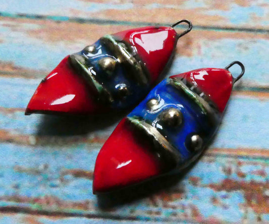 Ceramic Moulded Leaf Charms -#7