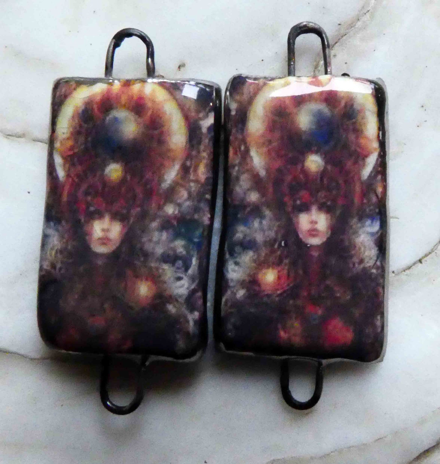 Ceramic Wondrous Women Earring Connectors - #8