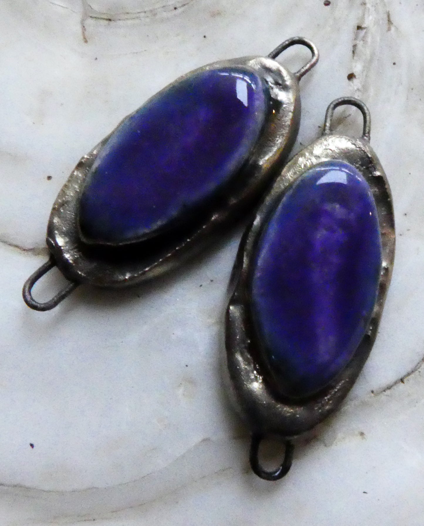 Ceramic Moulded Oval Connectors - Dark Purple
