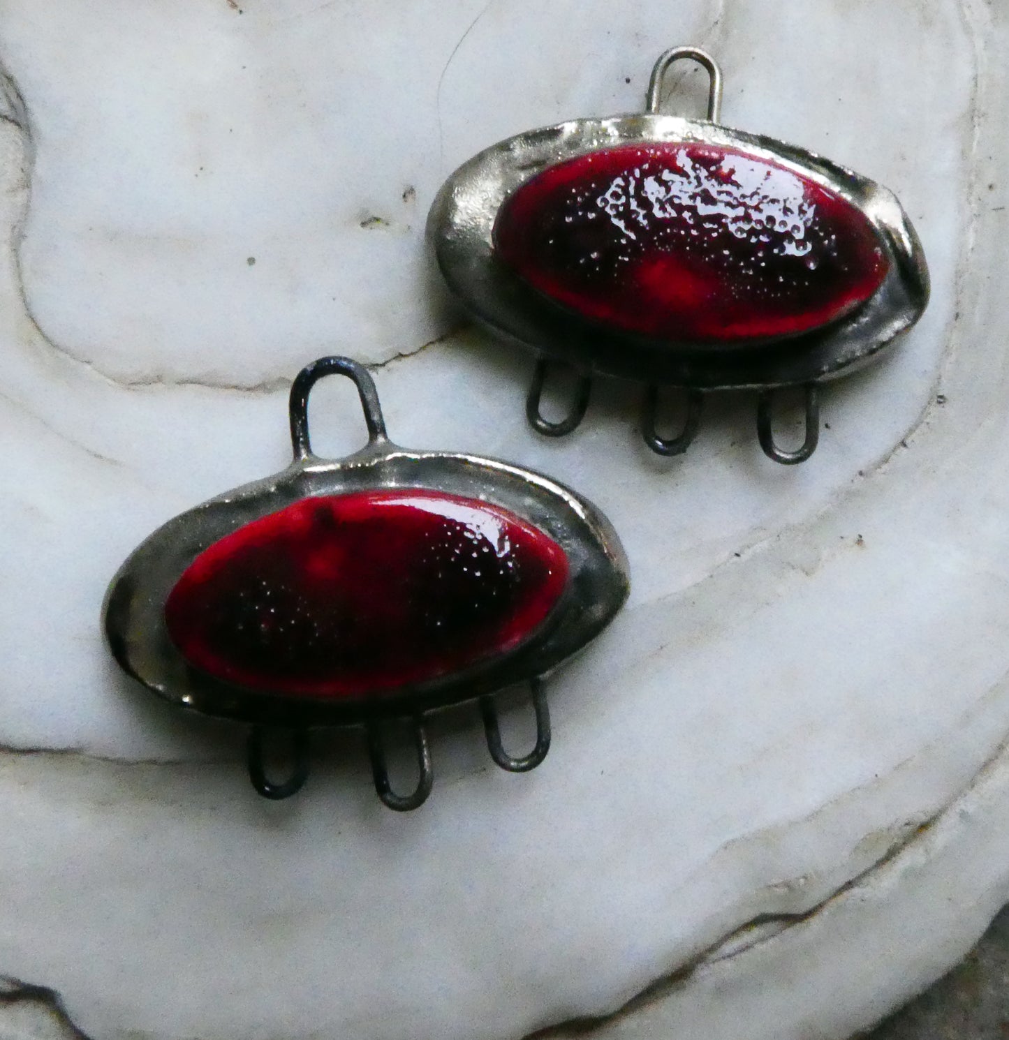 Ceramic Moulded Oval Three Hoop Connectors -Radstock Red