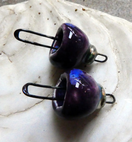 Ceramic Long Hoop Bead Cap Connectors - Royal Fantasy