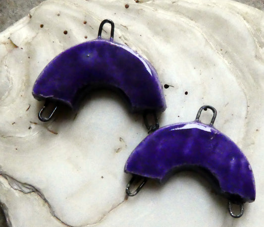 Ceramic Semi Circle Connectors -Dark Purple