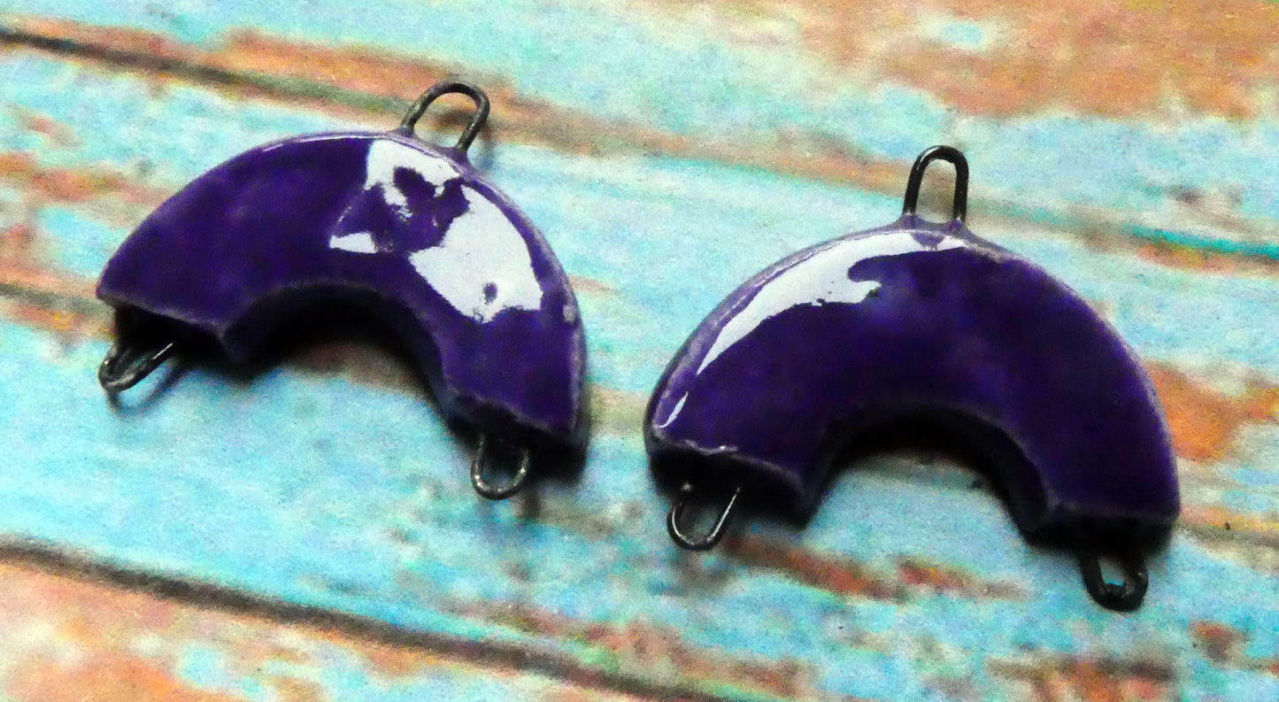 Ceramic Semi Circle Connectors -Dark Purple