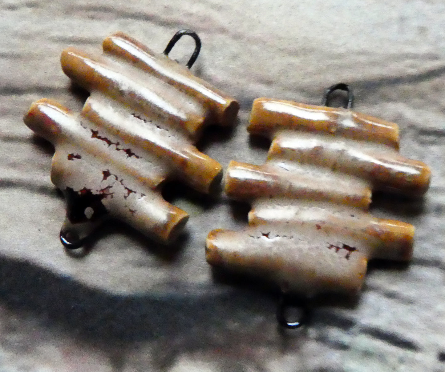 Ceramic Stick Stack Connectors -Antique Brown