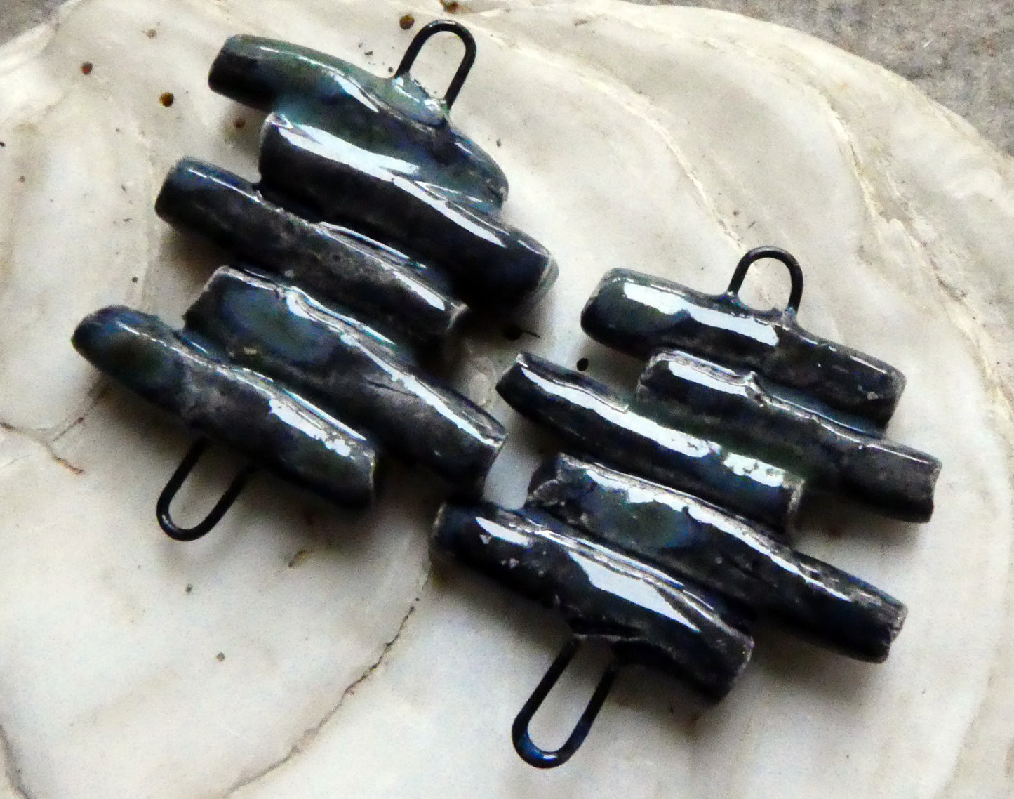 Ceramic Stick Stack Connectors -Obsidian