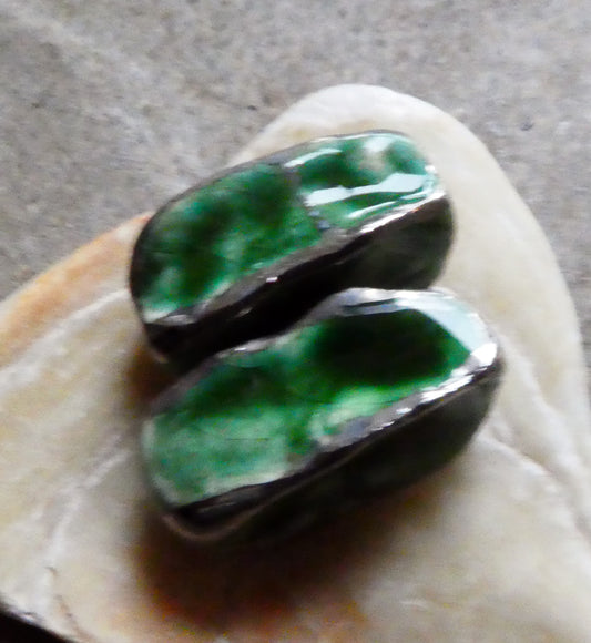 Ceramic Pinched Beads - Algae Bloom