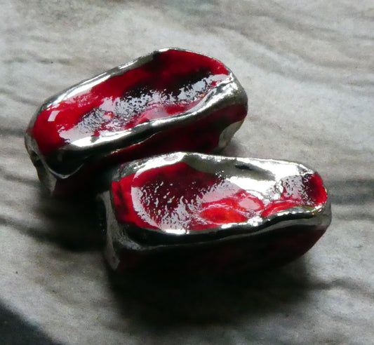 Ceramic Pinched Beads - Radstock Red