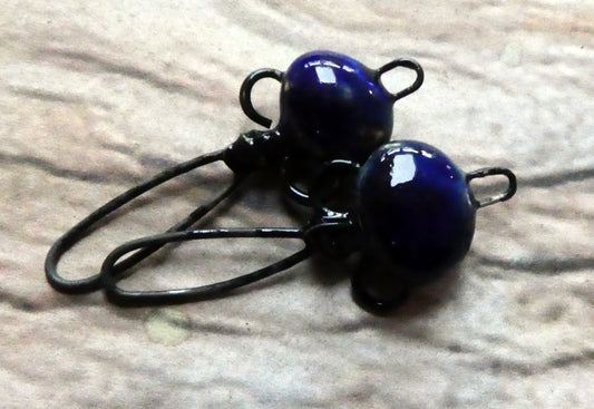 Ceramic Wiry Hoop Connectors -Mirror Blue