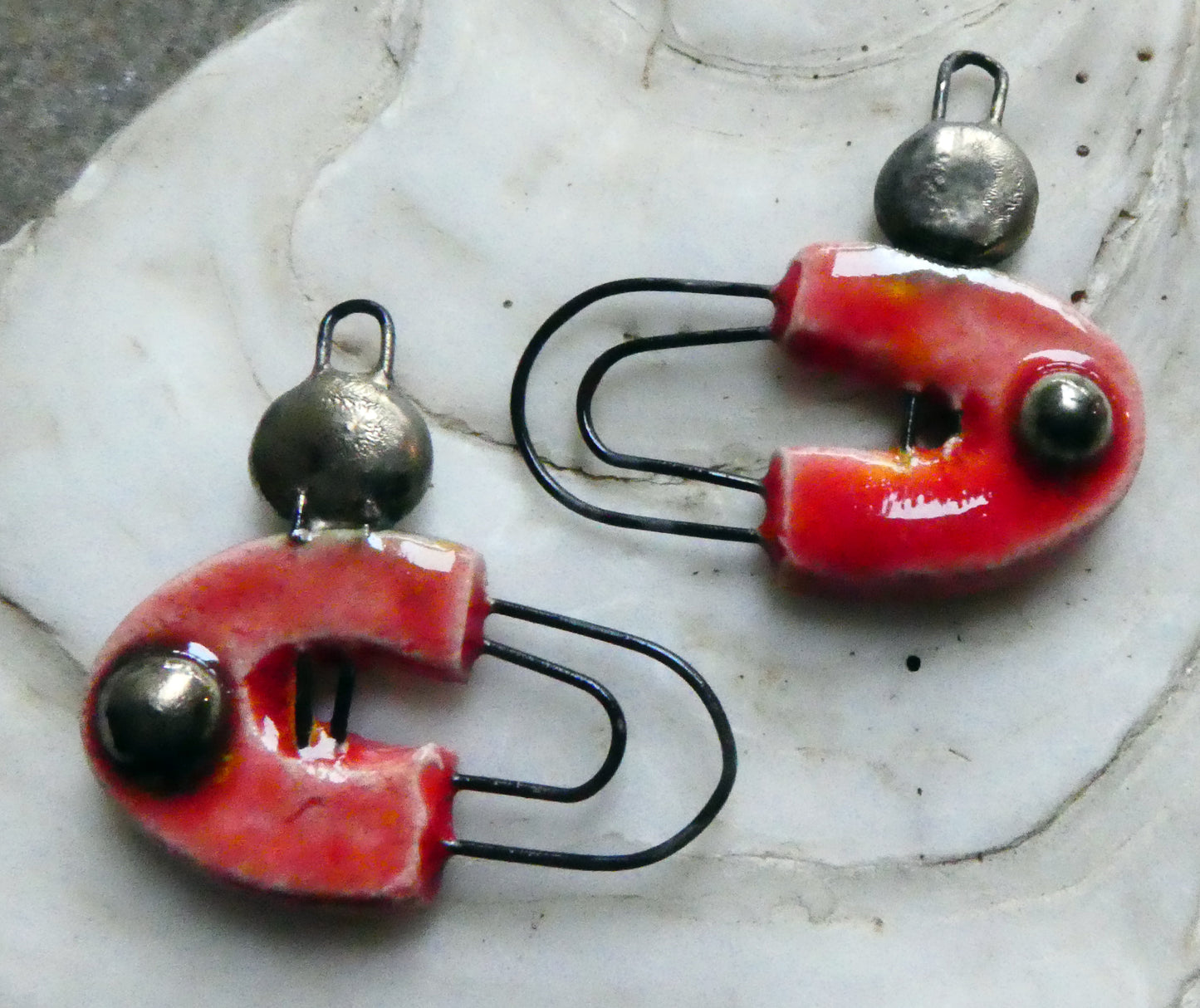 Ceramic Two Hoop Curved Connectors -Fruit Punch