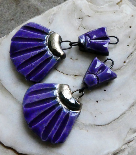Ceramic Frilly Dangles - Dark Purple