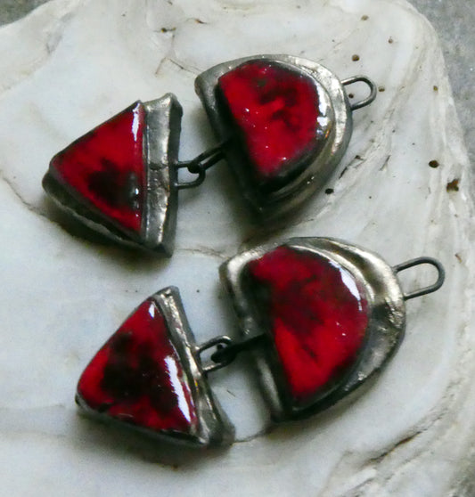 Ceramic Moulded Mixed Shape Dangles -Radstock Red