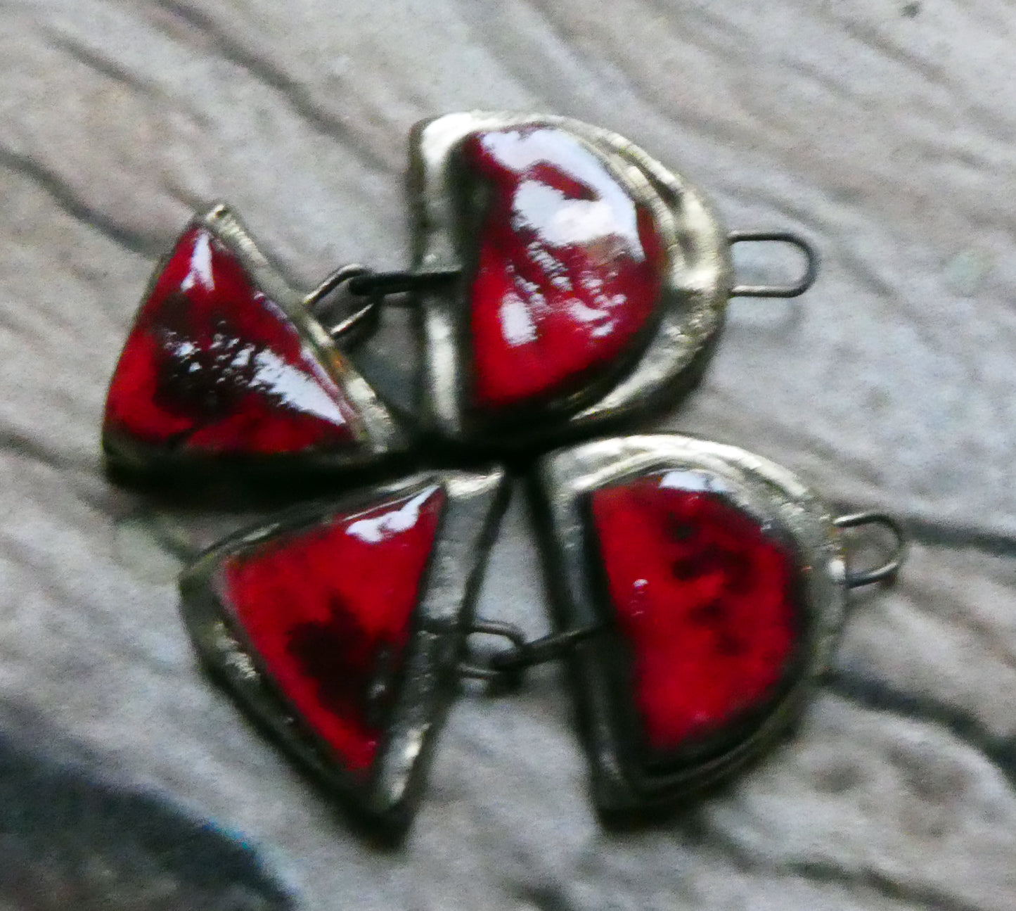 Ceramic Moulded Mixed Shape Dangles -Radstock Red