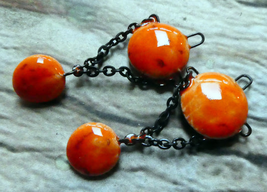 Ceramic Disc Dangles with Chain - Wildfire